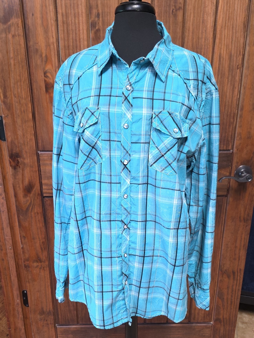 BKE Turquoise Plaid Long-Sleeve Button-Down Shirt - Size XL